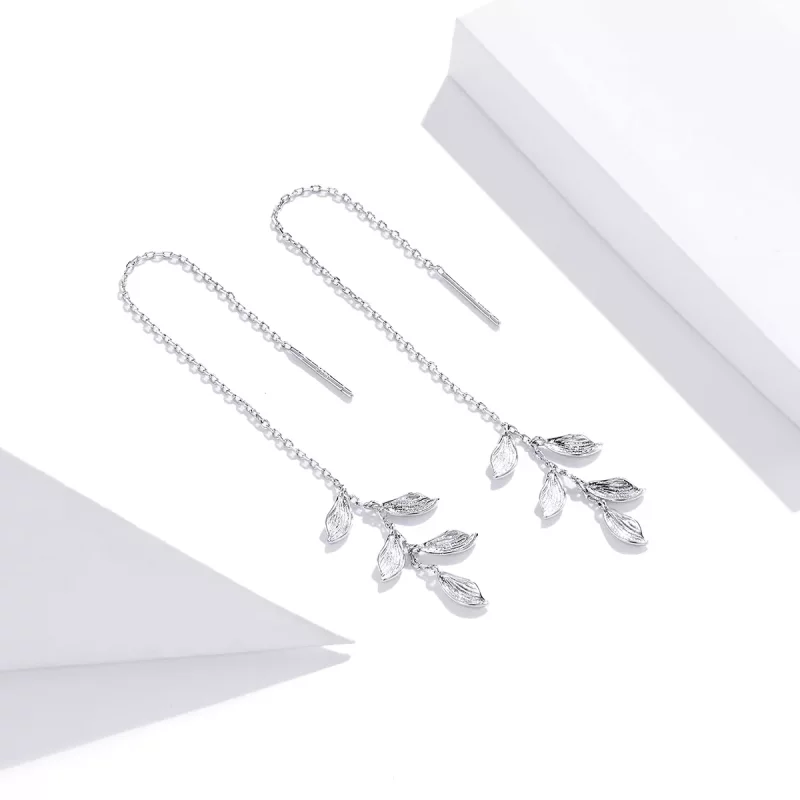 (afbeelding voor) Pandora Style bladeren Oorhangers - SCE987 - Bekijken 3