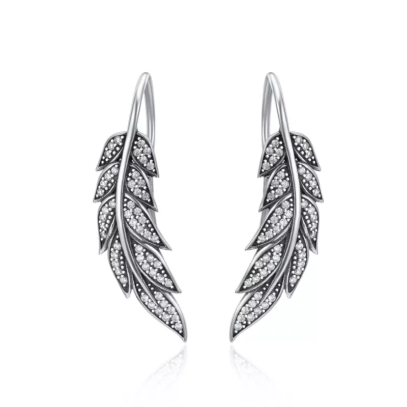 (afbeelding voor) Pandora Style Bladeren Verliefd Oorhangers - SCE215
