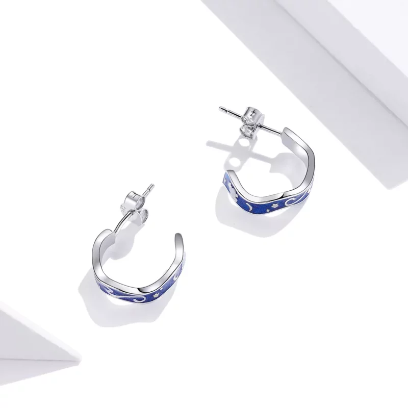 (afbeelding voor) Pandora Style Blauw sterpatroon Oorknopjes - SCE1029 - Bekijken 4