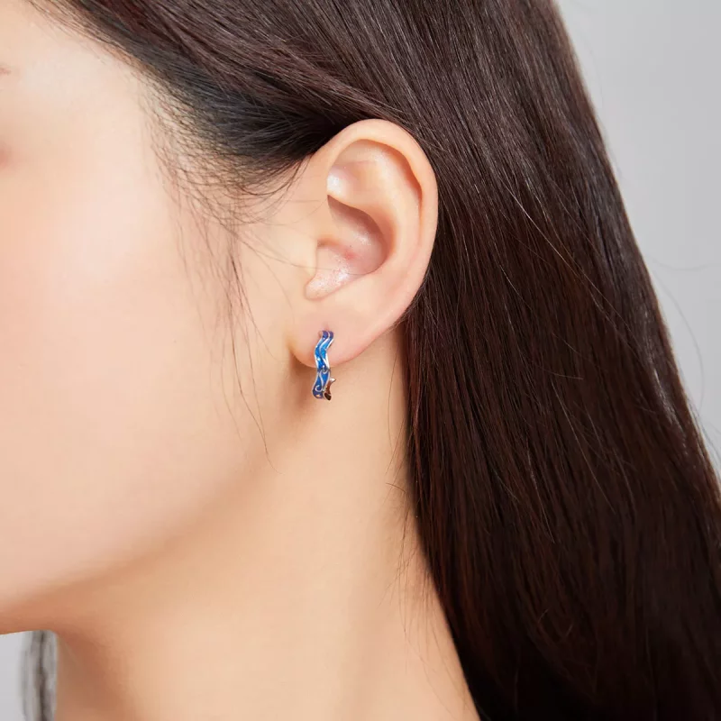(afbeelding voor) Pandora Style Blauw sterpatroon Oorknopjes - SCE1029 - Bekijken 5