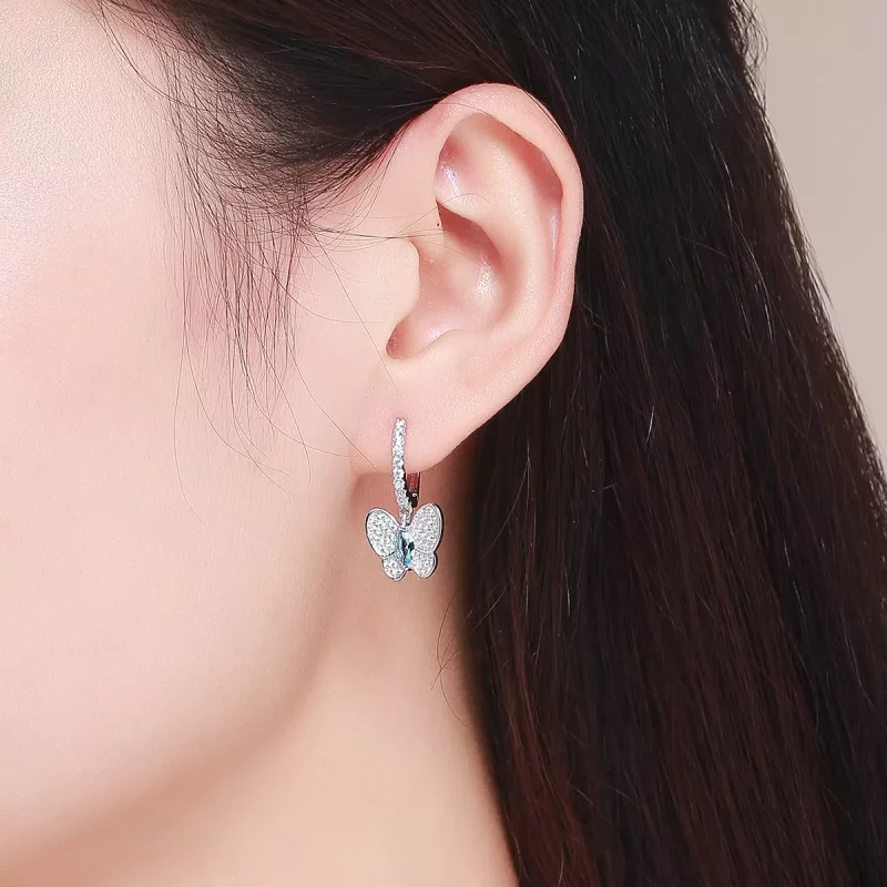 (afbeelding voor) Pandora Style Blauwe vlinder Oorhangers - SCE513 - Bekijken 4