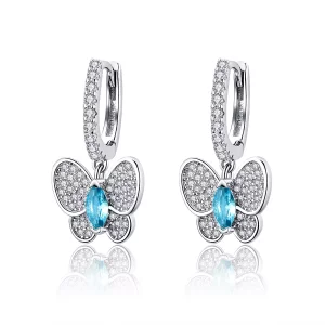 Pandora Style Blauwe vlinder Oorhangers - SCE513 (afbeelding voor) Pandora Style Blauwe vlinder Oorhangers - SCE513