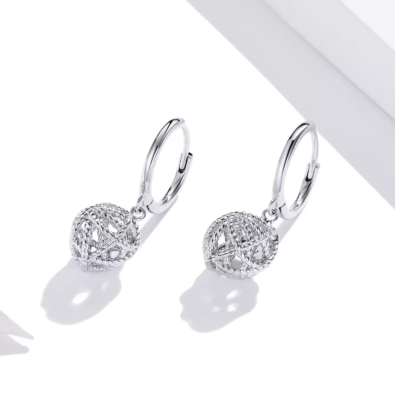 (afbeelding voor) Pandora Style Bol garen Oorhangers - SCE981 - Bekijken 2