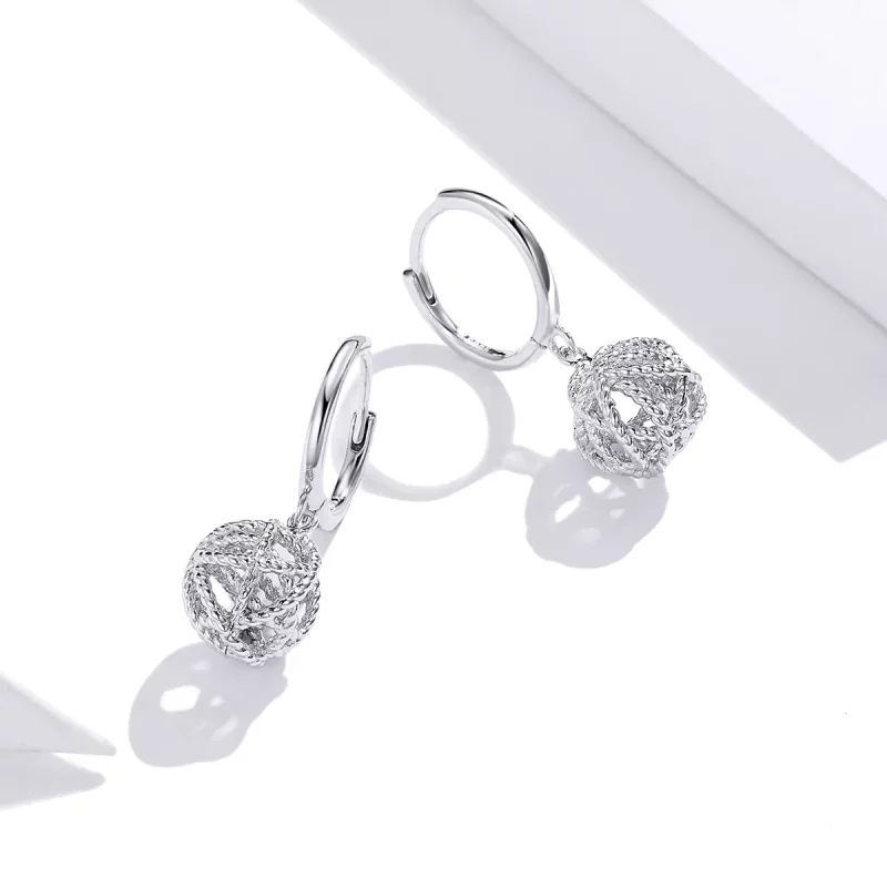 (afbeelding voor) Pandora Style Bol garen Oorhangers - SCE981 - Bekijken 3