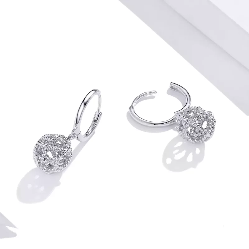 (afbeelding voor) Pandora Style Bol garen Oorhangers - SCE981 - Bekijken 4