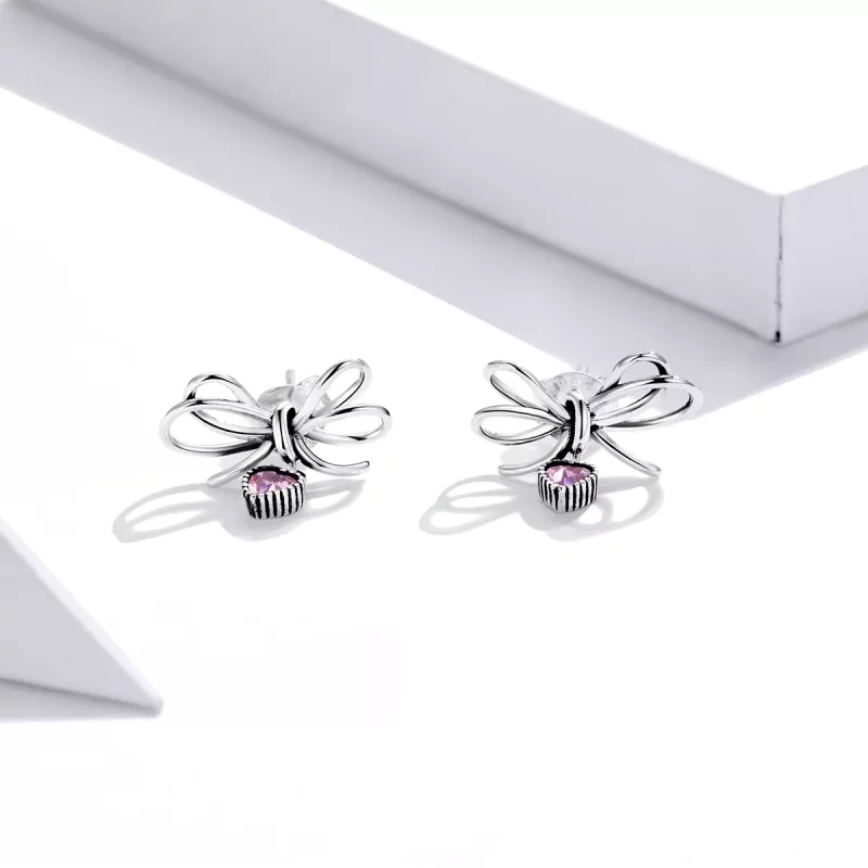 (afbeelding voor) Pandora Style Cadeau met strik Oorknopjes - SCE962 - Bekijken 2