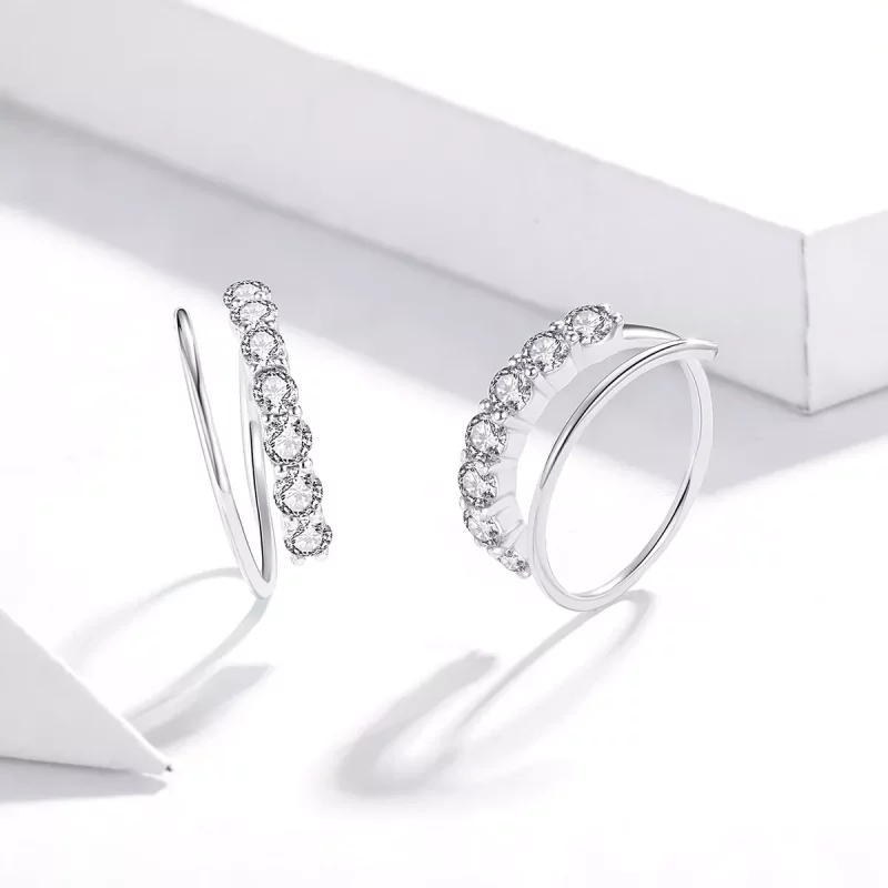 (afbeelding voor) Pandora Style Eenvoudige geometrie Oorringen - SCE931 - Bekijken 4