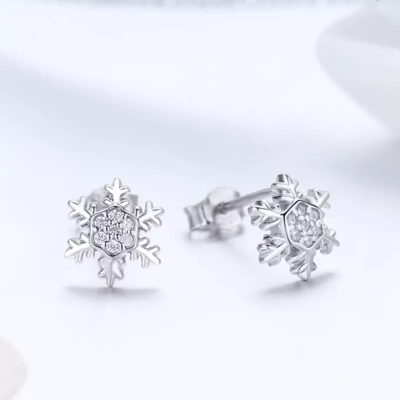 (afbeelding voor) Pandora Style Elegante sneeuwvlokken Oorknopjes - BSE009 - Bekijken 3