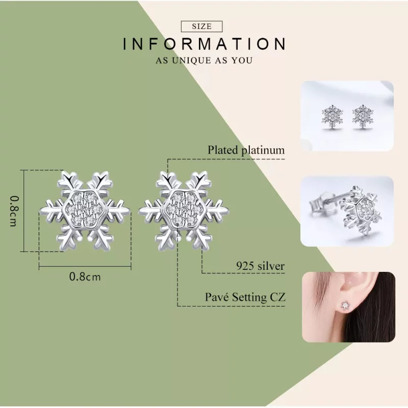 (afbeelding voor) Pandora Style Elegante sneeuwvlokken Oorknopjes - BSE009 - Bekijken 8