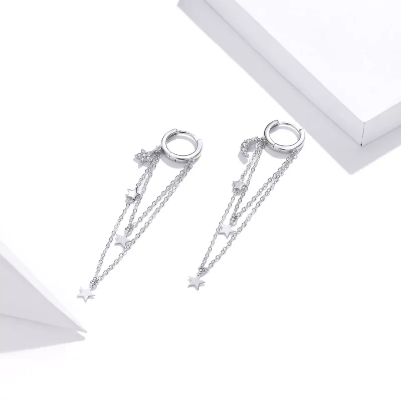 (afbeelding voor) Pandora Style Elegante stermaan Oorhangers - SCE982 - Bekijken 2