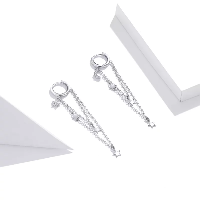 (afbeelding voor) Pandora Style Elegante stermaan Oorhangers - SCE982 - Bekijken 3