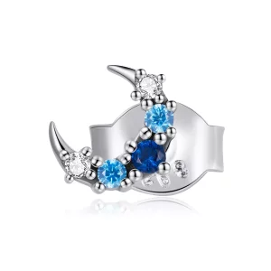 Pandora Style Enkele Aquamarijn Maan Oorknopjes - SCE1065 (afbeelding voor) Pandora Style Enkele Aquamarijn Maan Oorknopjes - SCE1065