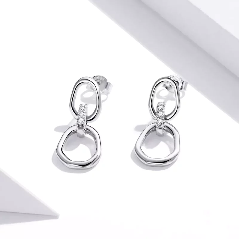(afbeelding voor) Pandora Style Geometrie Oorhangers - SCE1016 - Bekijken 2