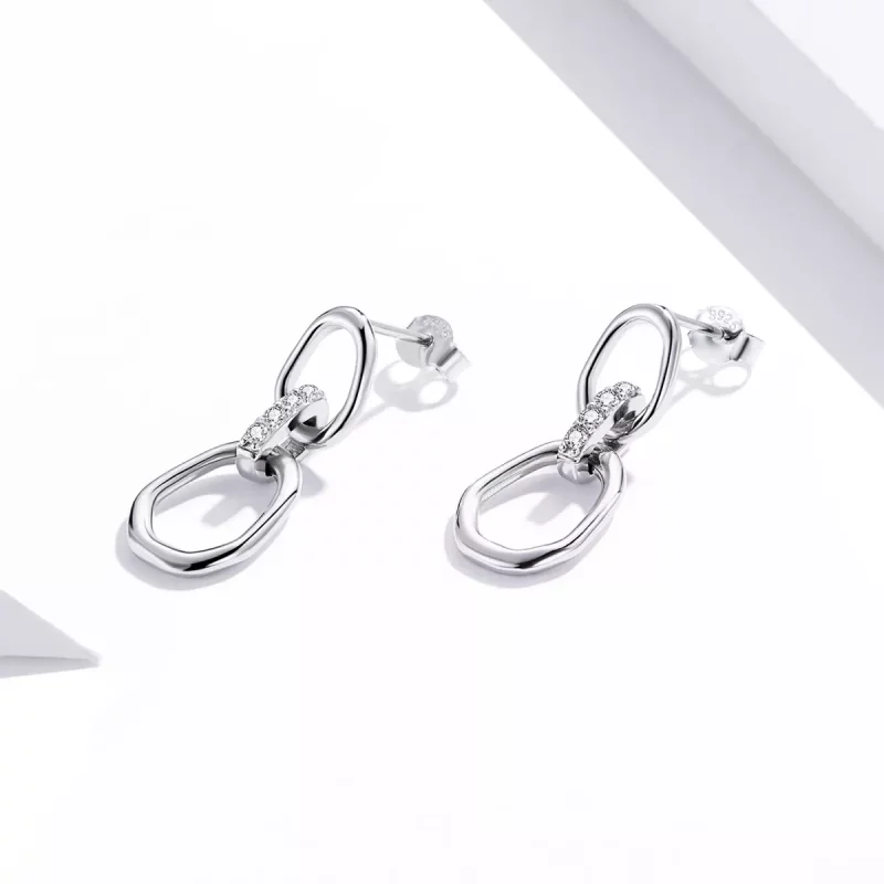 (afbeelding voor) Pandora Style Geometrie Oorhangers - SCE1016 - Bekijken 3