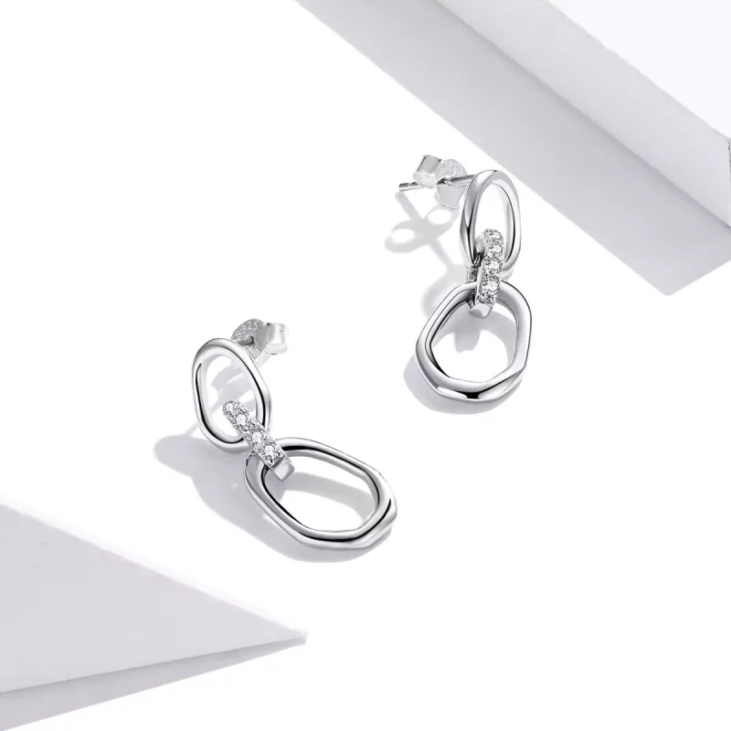 (afbeelding voor) Pandora Style Geometrie Oorhangers - SCE1016 - Bekijken 4