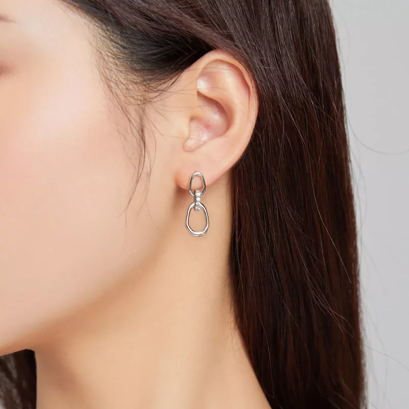 (afbeelding voor) Pandora Style Geometrie Oorhangers - SCE1016 - Bekijken 5