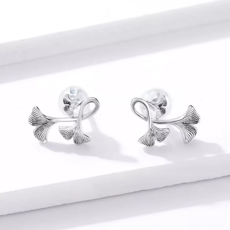 (afbeelding voor) Pandora Style Ginkgo blad Oorknopjes - BSE328 - Bekijken 2