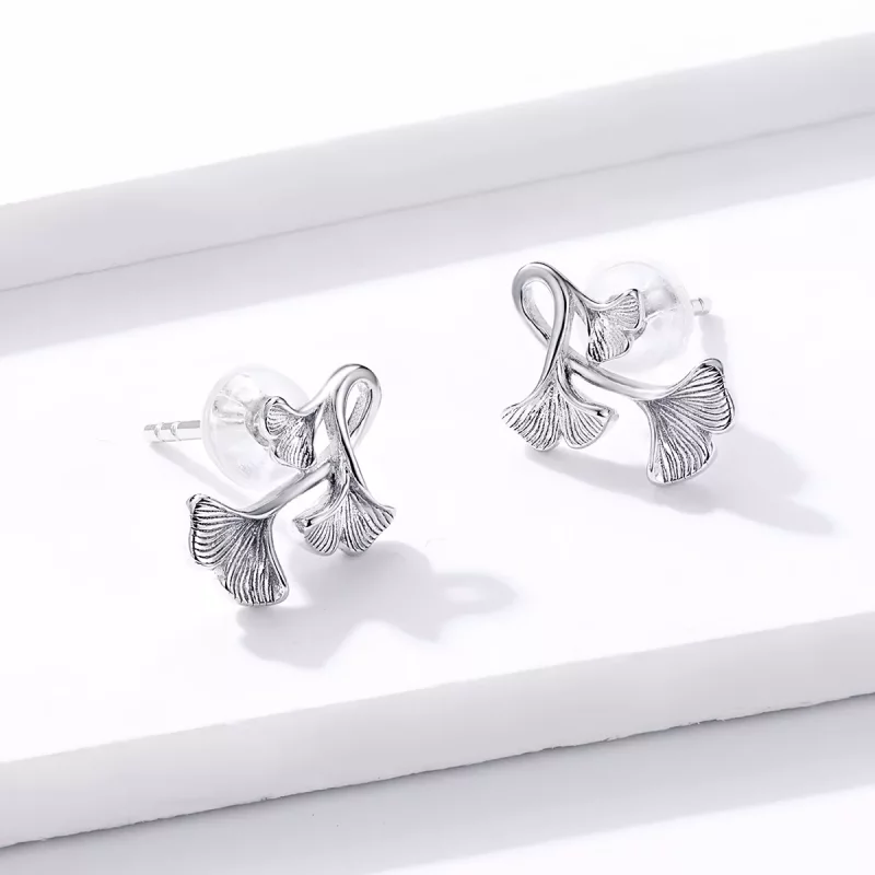 (afbeelding voor) Pandora Style Ginkgo blad Oorknopjes - BSE328 - Bekijken 3