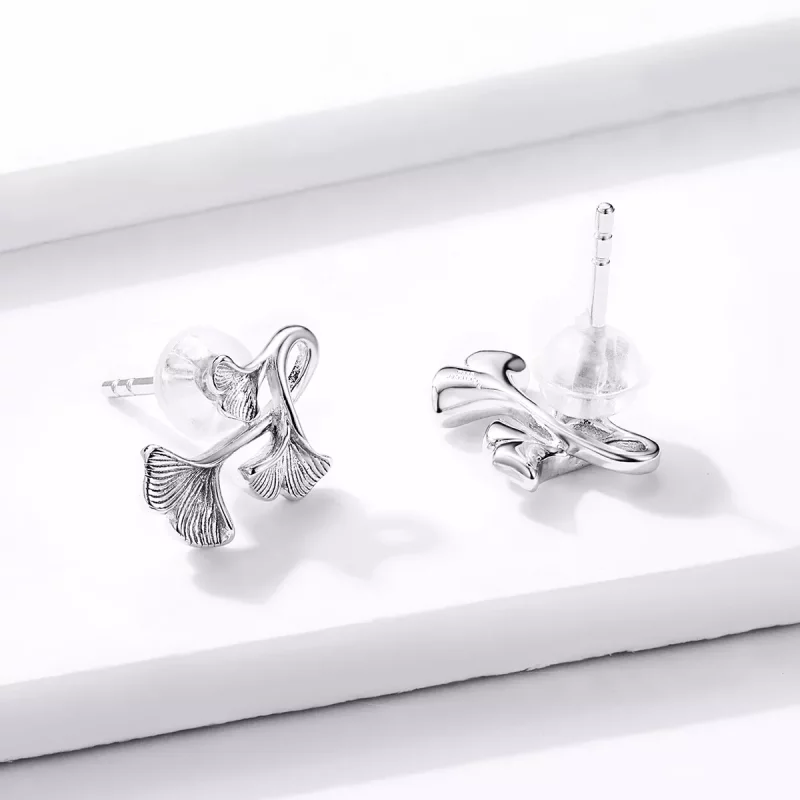 (afbeelding voor) Pandora Style Ginkgo blad Oorknopjes - BSE328 - Bekijken 4