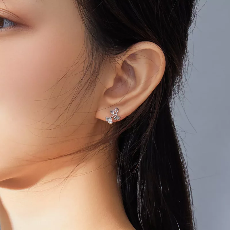 (afbeelding voor) Pandora Style Ginkgo blad Oorknopjes - BSE328 - Bekijken 5