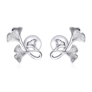 (afbeelding voor) Pandora Style Ginkgo blad Oorknopjes - BSE328