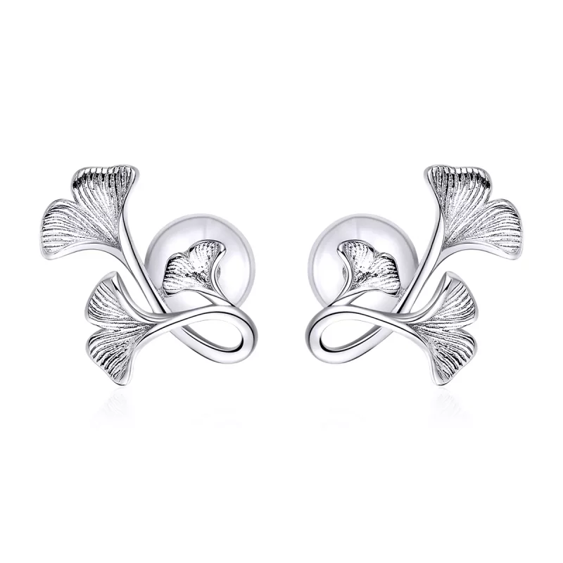 (afbeelding voor) Pandora Style Ginkgo blad Oorknopjes - BSE328