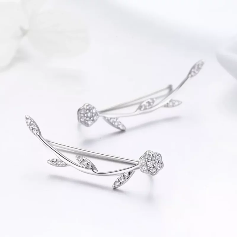 (afbeelding voor) Pandora Style Glanzende bladeren Oorknopjes - SCE266 - Bekijken 5