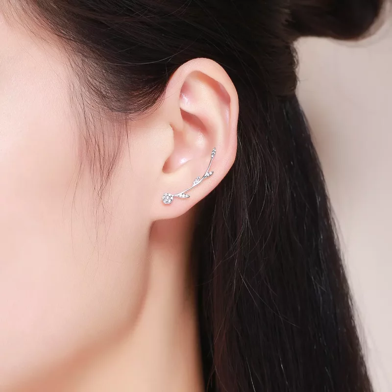 (afbeelding voor) Pandora Style Glanzende bladeren Oorknopjes - SCE266 - Bekijken 7