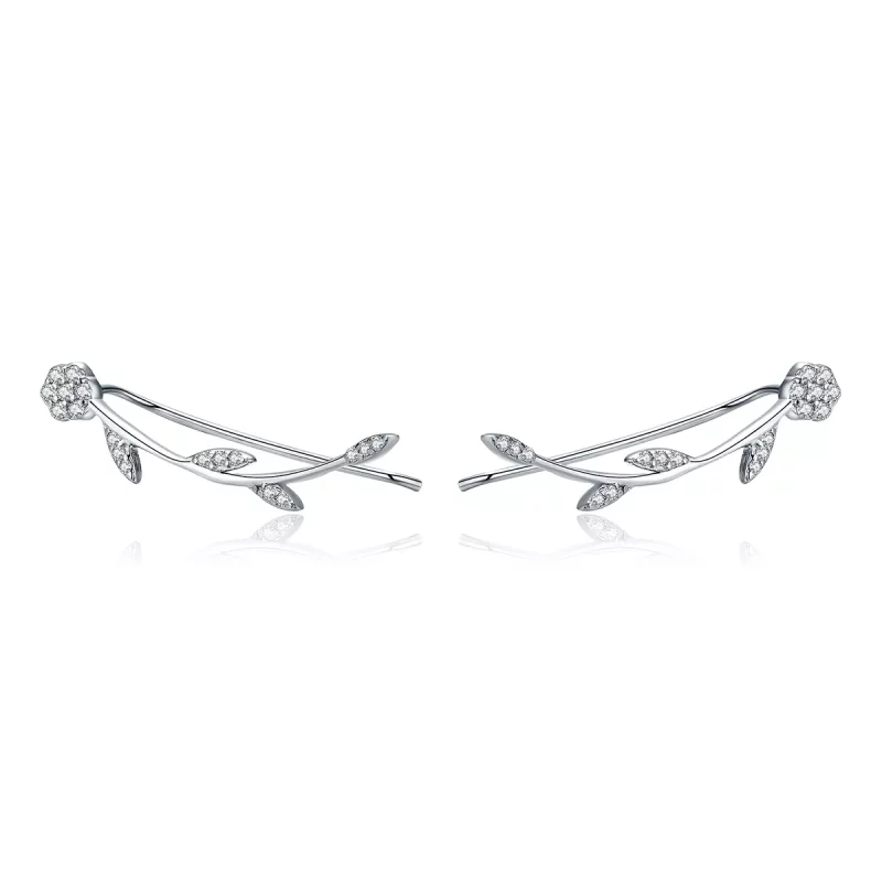 (afbeelding voor) Pandora Style Glanzende bladeren Oorknopjes - SCE266