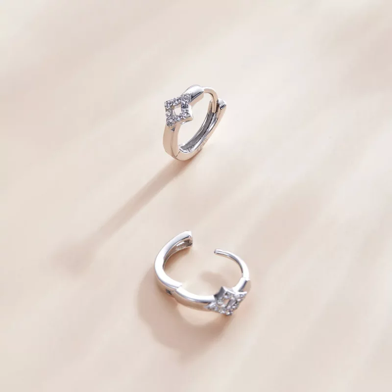 (afbeelding voor) Pandora Style Glanzende diamant Oorringen - SCE1048 - Bekijken 2