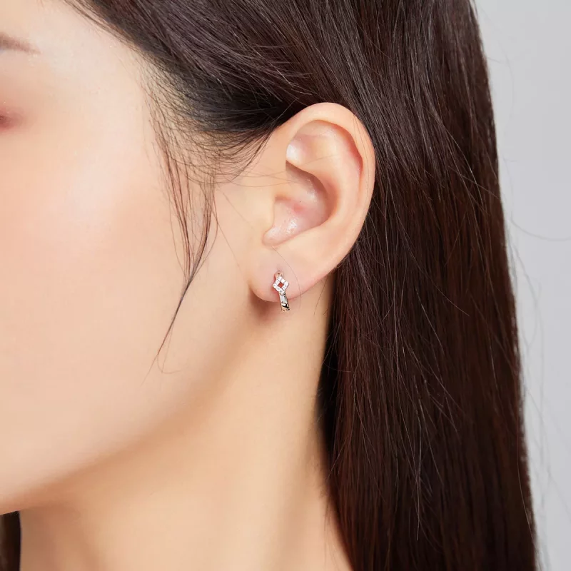 (afbeelding voor) Pandora Style Glanzende diamant Oorringen - SCE1048 - Bekijken 5
