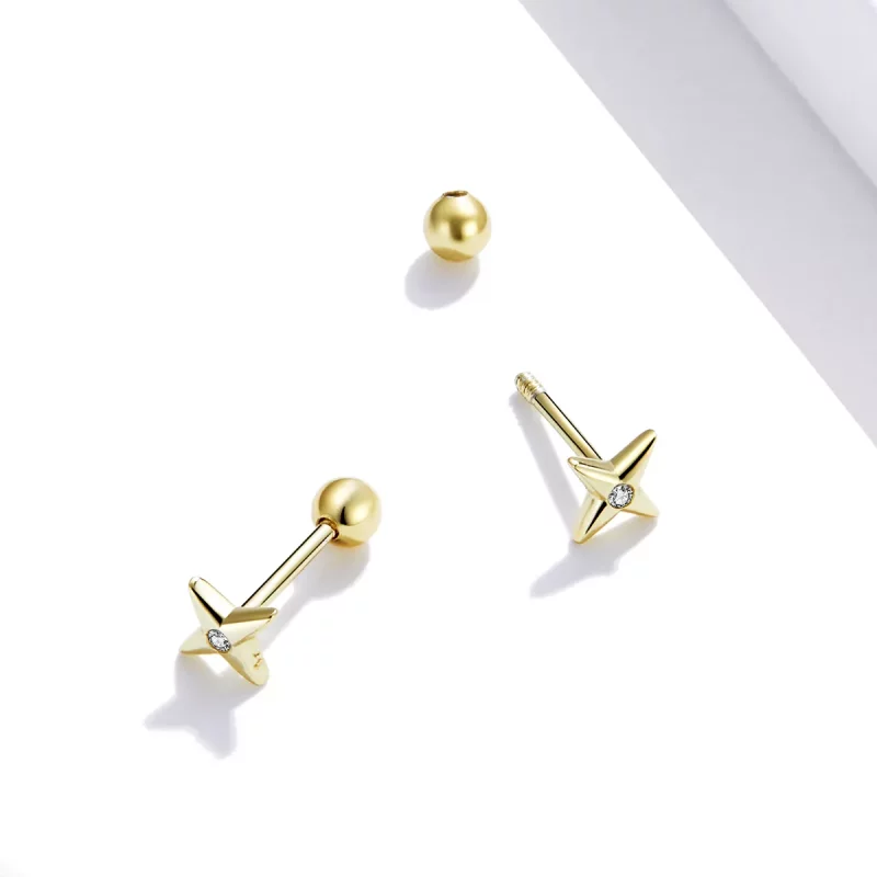 (afbeelding voor) Pandora Style Gouden Sterren Oorknopjes - SCE1117 - Bekijken 2