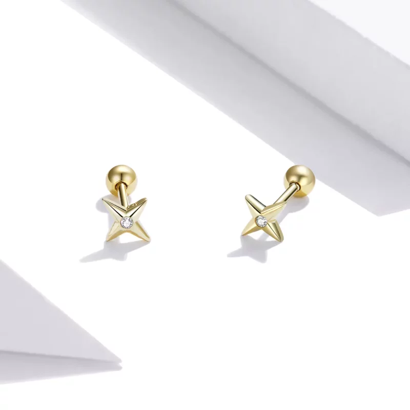(afbeelding voor) Pandora Style Gouden Sterren Oorknopjes - SCE1117 - Bekijken 3