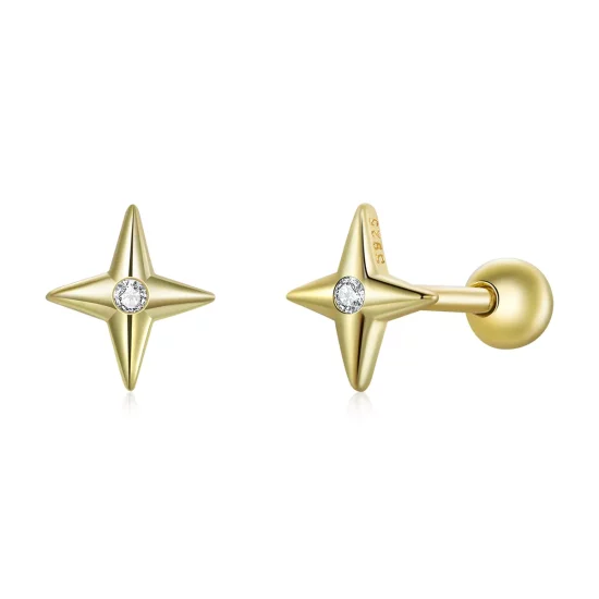 (afbeelding voor) Pandora Style Gouden Sterren Oorknopjes - SCE1117