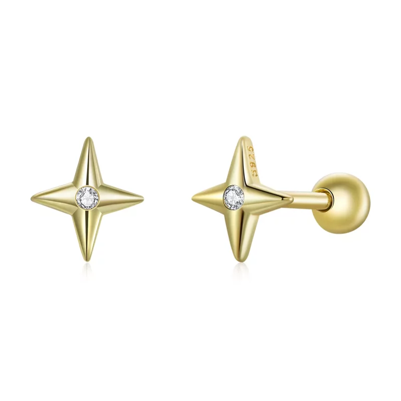 (afbeelding voor) Pandora Style Gouden Sterren Oorknopjes - SCE1117