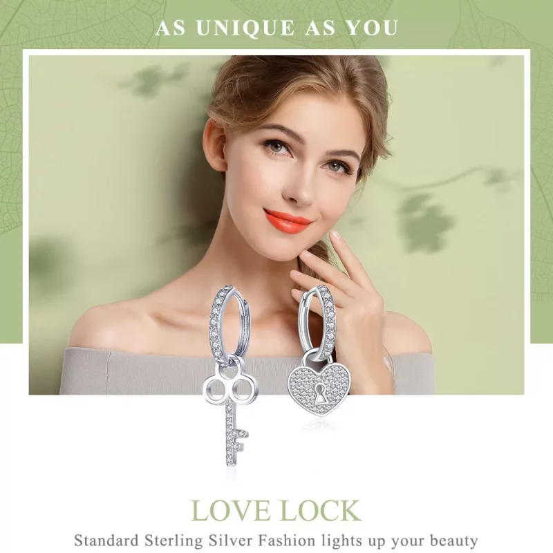(afbeelding voor) Pandora Style Hangslot Oorringen - SCE577 - Bekijken 2