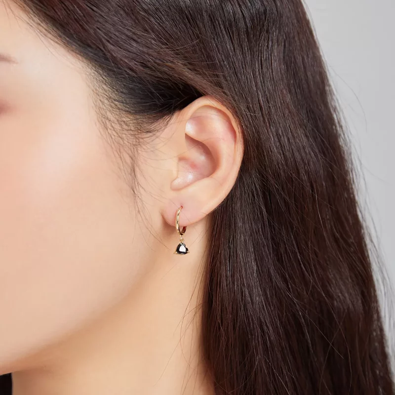 (afbeelding voor) Pandora Style Hart druppel Oorhangers - SCE1019-BK - Bekijken 4