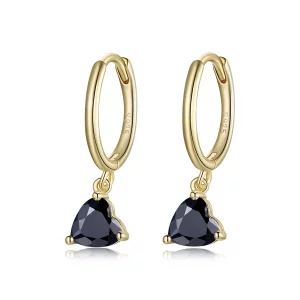 Pandora Style Hart druppel Oorhangers - SCE1019-BK (afbeelding voor) Pandora Style Hart druppel Oorhangers - SCE1019-BK