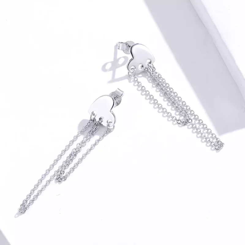 (afbeelding voor) Pandora Style Hart Kwasten Oorhangers - SCE867 - Bekijken 2