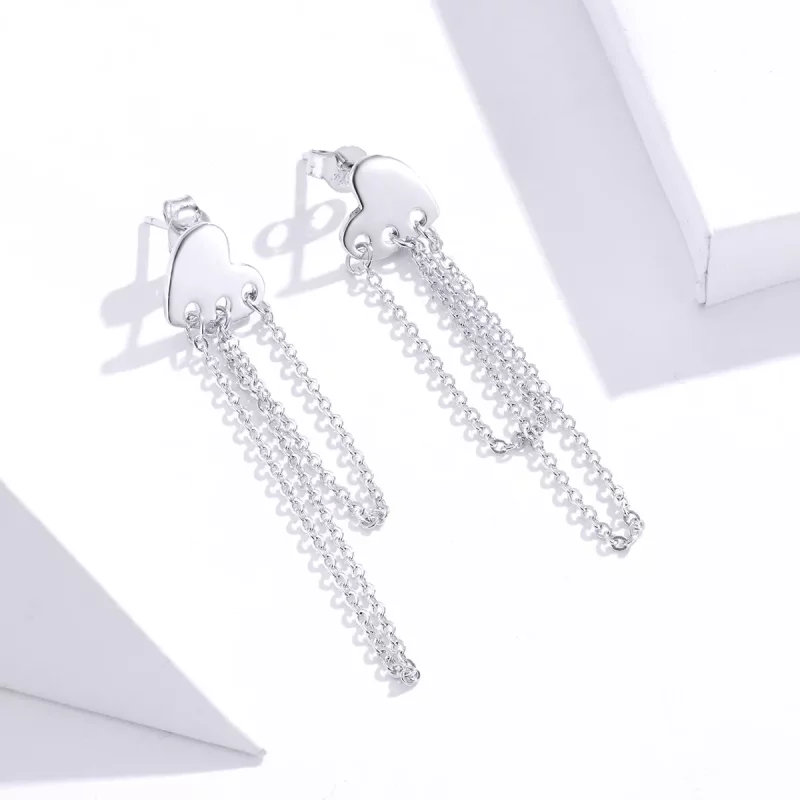 (afbeelding voor) Pandora Style Hart Kwasten Oorhangers - SCE867 - Bekijken 3
