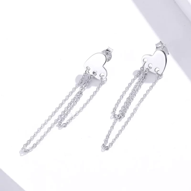 (afbeelding voor) Pandora Style Hart Kwasten Oorhangers - SCE867 - Bekijken 4