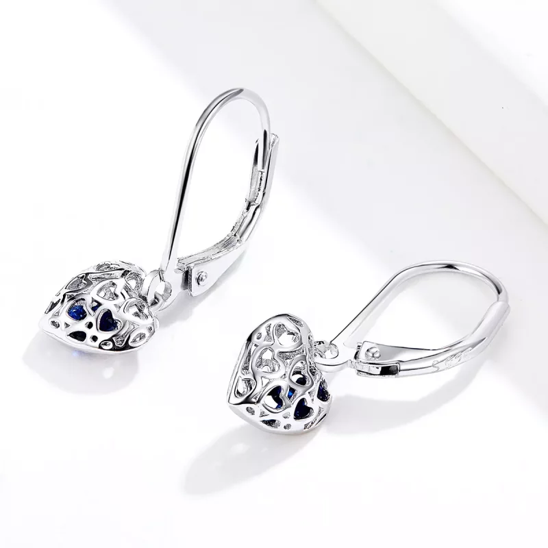(afbeelding voor) Pandora Style Hart vorm Oorhangers - SCE746 - Bekijken 2