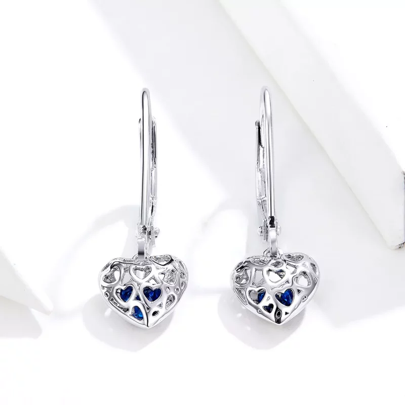 (afbeelding voor) Pandora Style Hart vorm Oorhangers - SCE746 - Bekijken 3