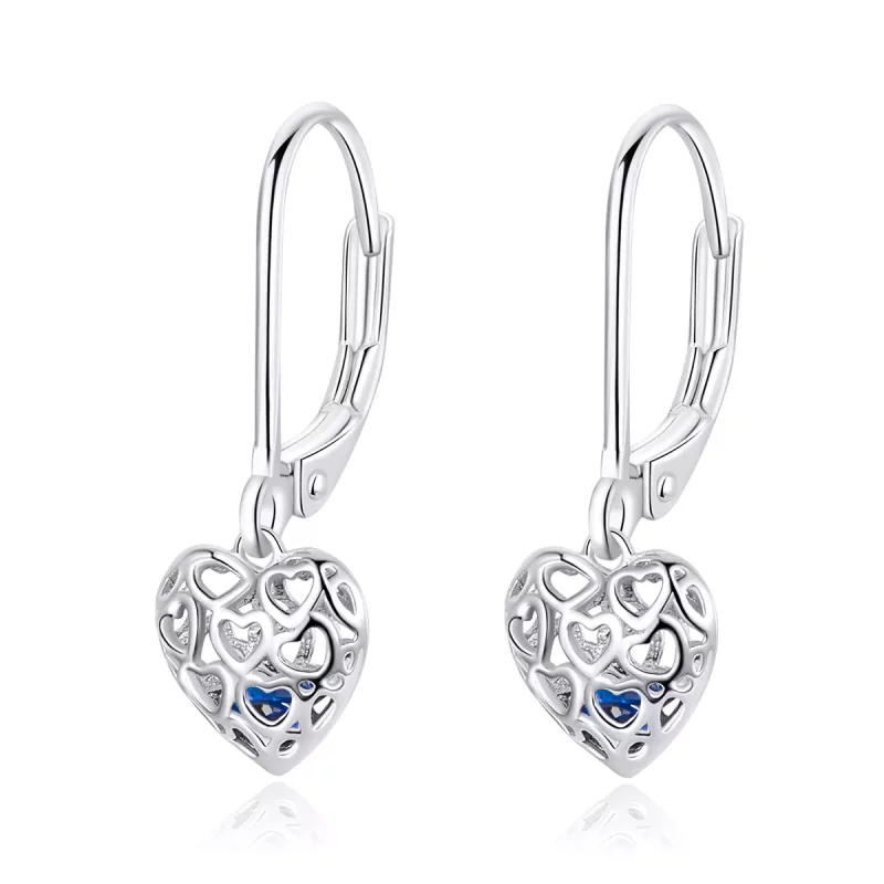 (afbeelding voor) Pandora Style Hart vorm Oorhangers - SCE746