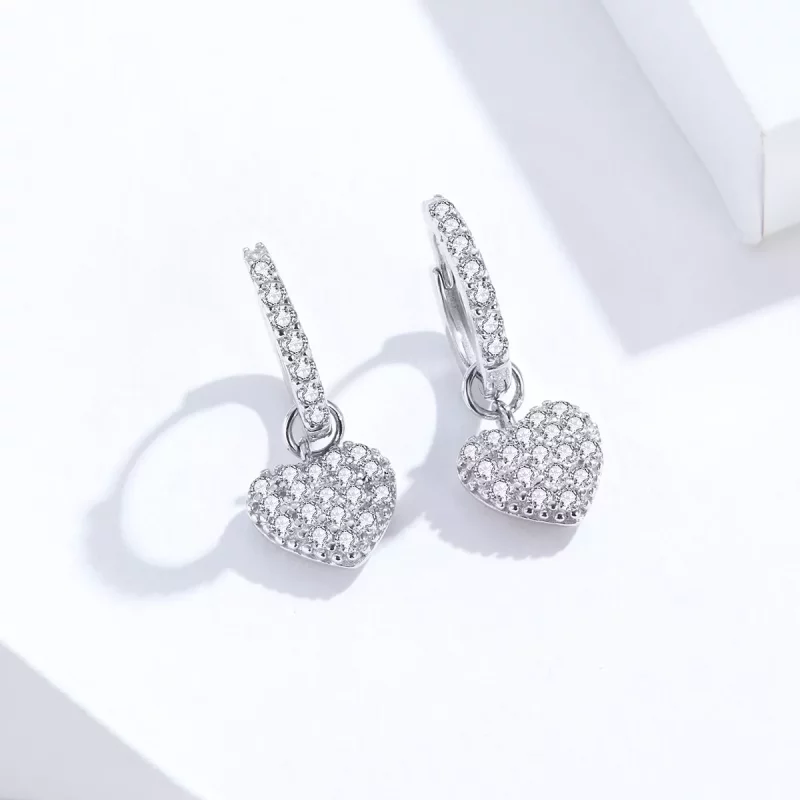 (afbeelding voor) Pandora Style Hart vorm Oorhangers - SCE821 - Bekijken 2