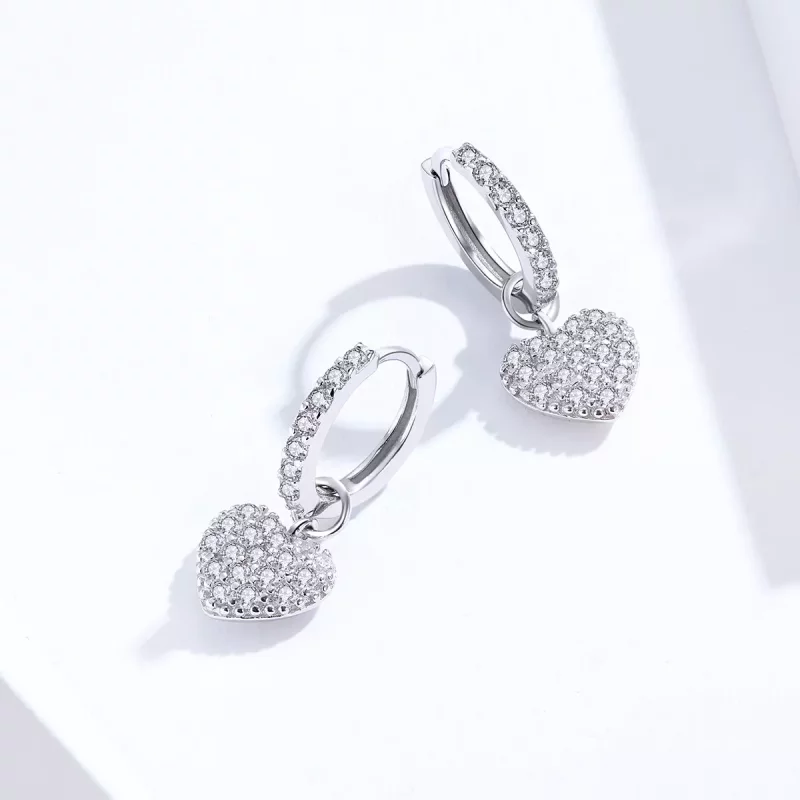 (afbeelding voor) Pandora Style Hart vorm Oorhangers - SCE821 - Bekijken 4