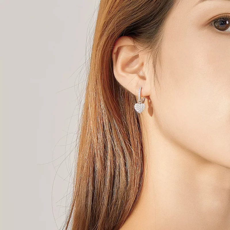(afbeelding voor) Pandora Style Hart vorm Oorhangers - SCE821 - Bekijken 5