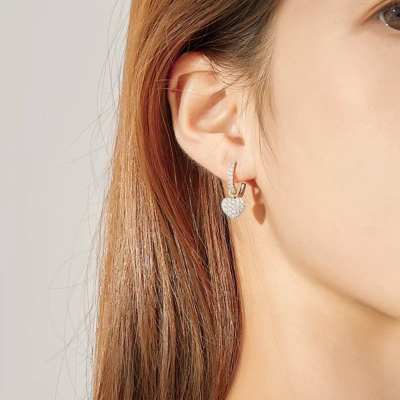 (afbeelding voor) Pandora Style Hart vorm Oorhangers - SCE821 - Bekijken 7