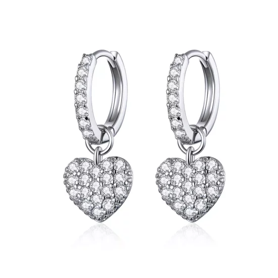 (afbeelding voor) Pandora Style Hart vorm Oorhangers - SCE821