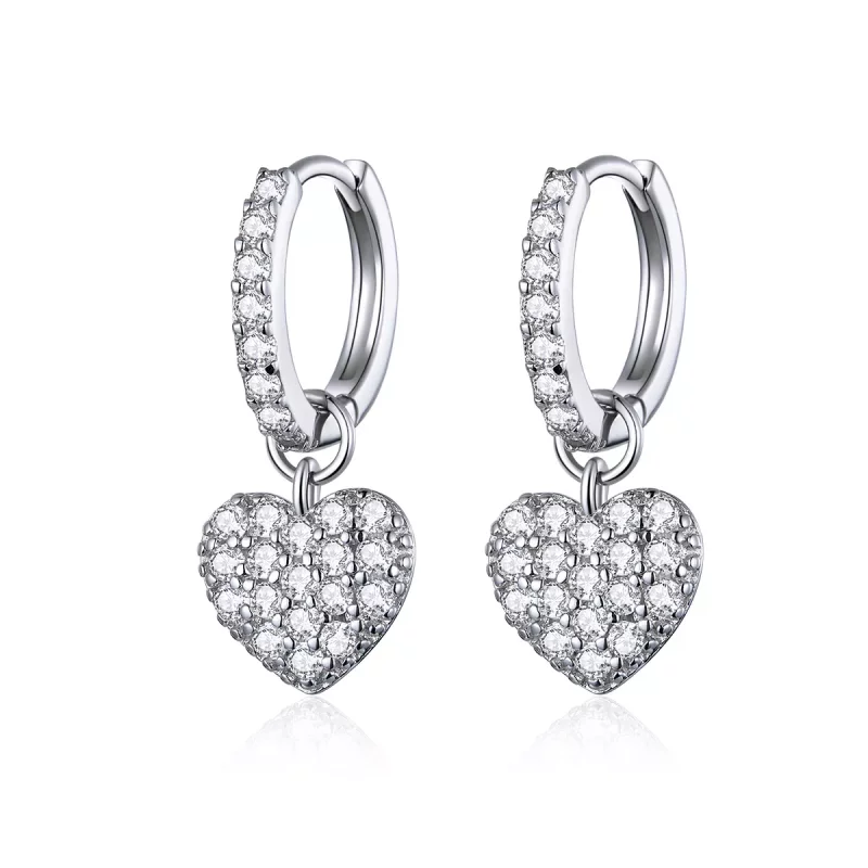 (afbeelding voor) Pandora Style Hart vorm Oorhangers - SCE821